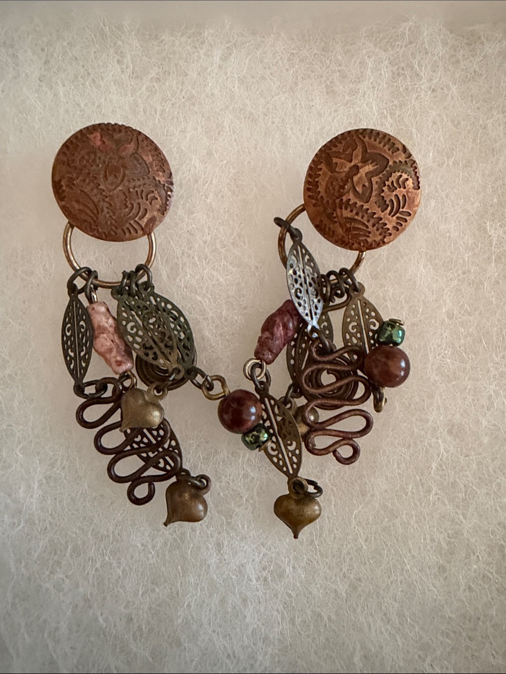 Filigree Heart Dangle Earrings - Antique Bronze